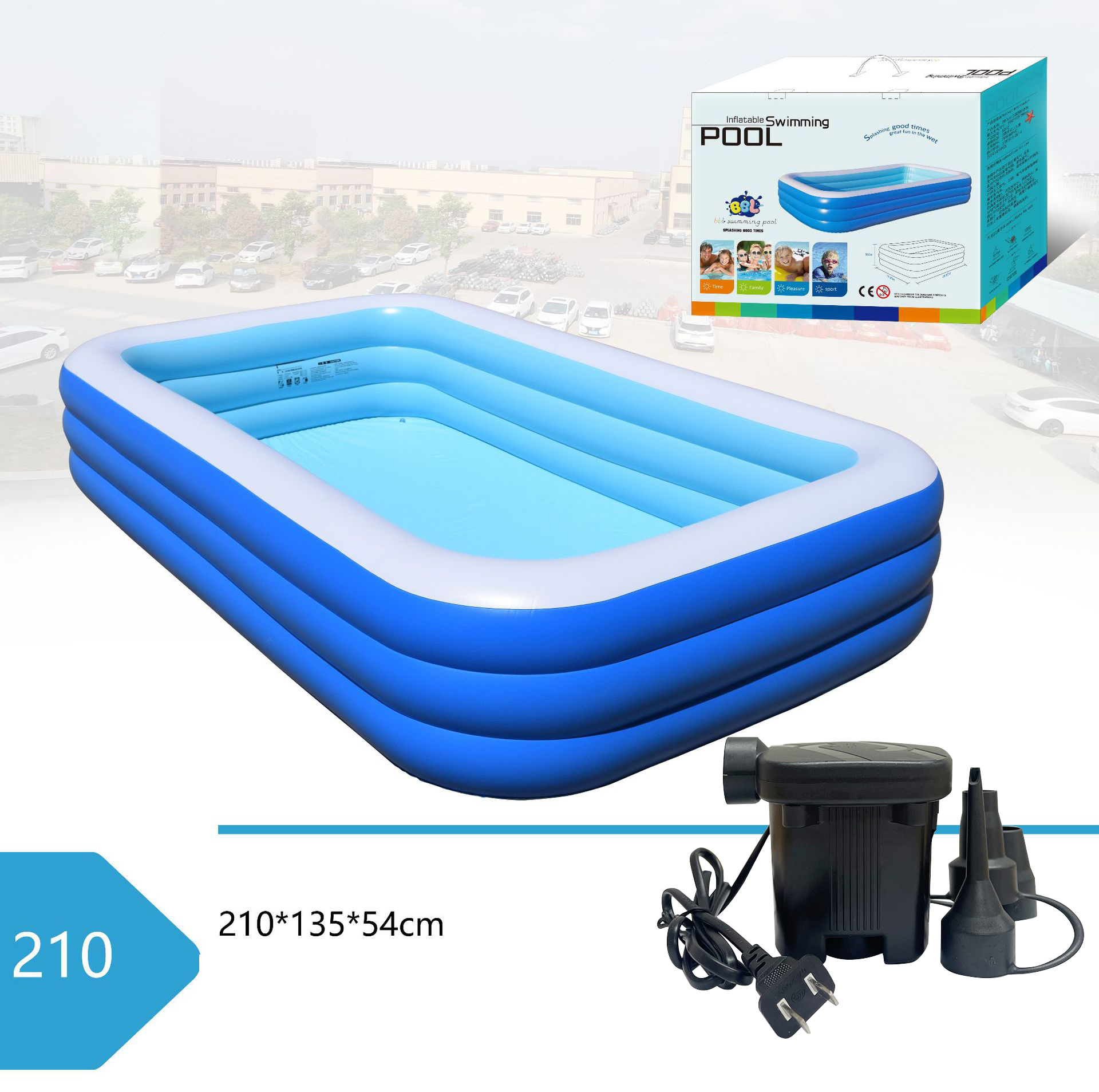 180 blue and white three-layer pool flat bottom [color box]