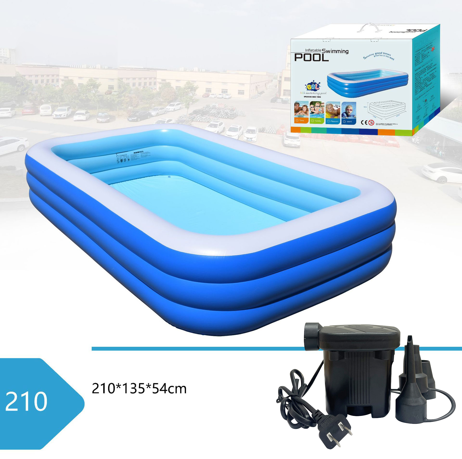 210 blue and white three-layer pool flat bottom [color box