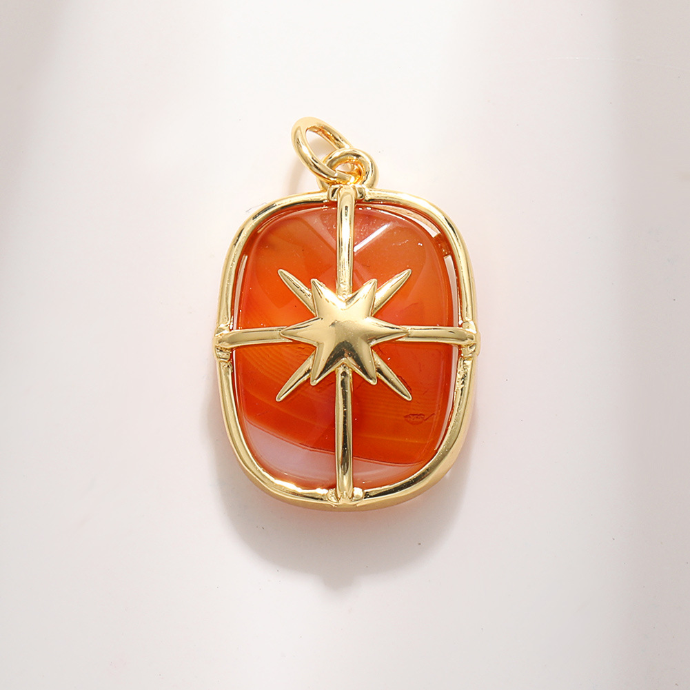 9 square red agate eight-pointed star