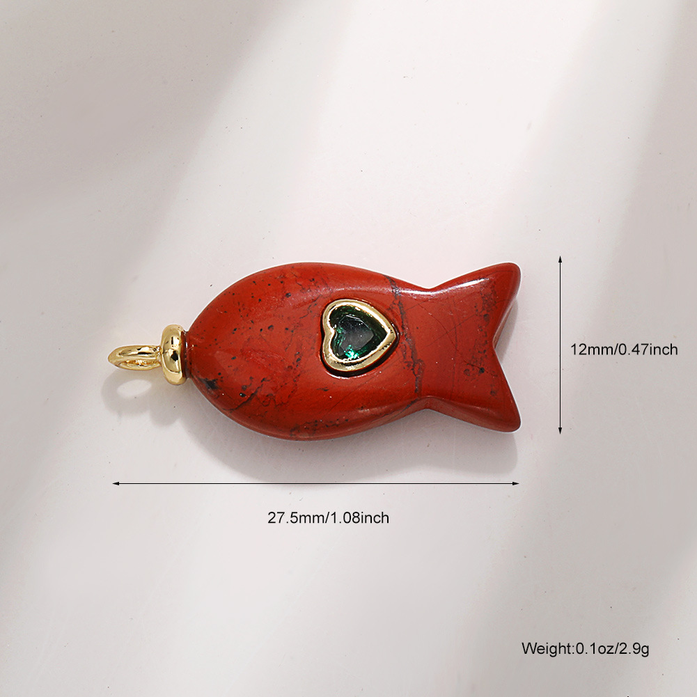 29:A1125 diamond-encrusted red stone fish