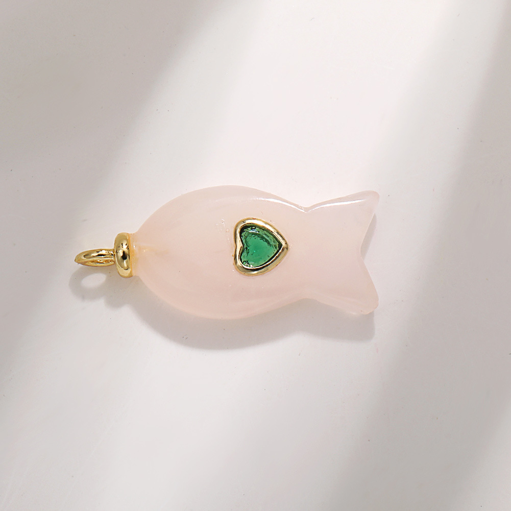 33:A1129 diamond-encrusted pink crystal fish