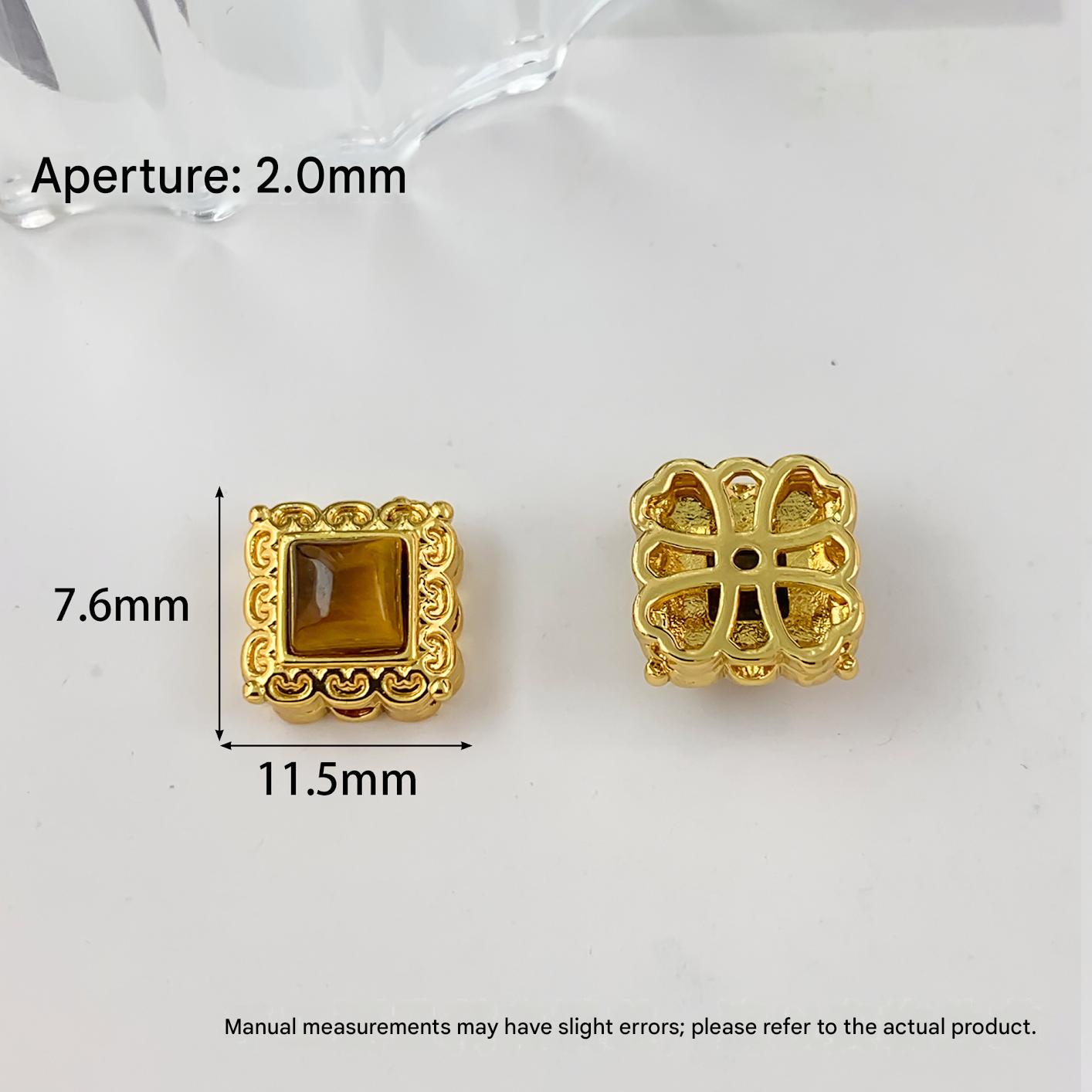 Cz06 square lace tiger eye beads gold