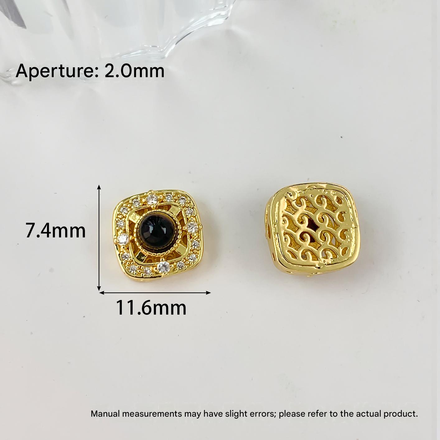 Cz07 square tiger eye beads gold