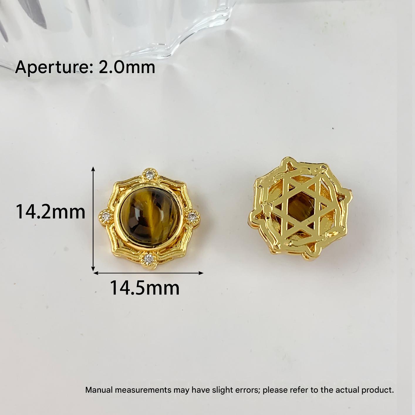 Cz10 square star tiger eye beads gold