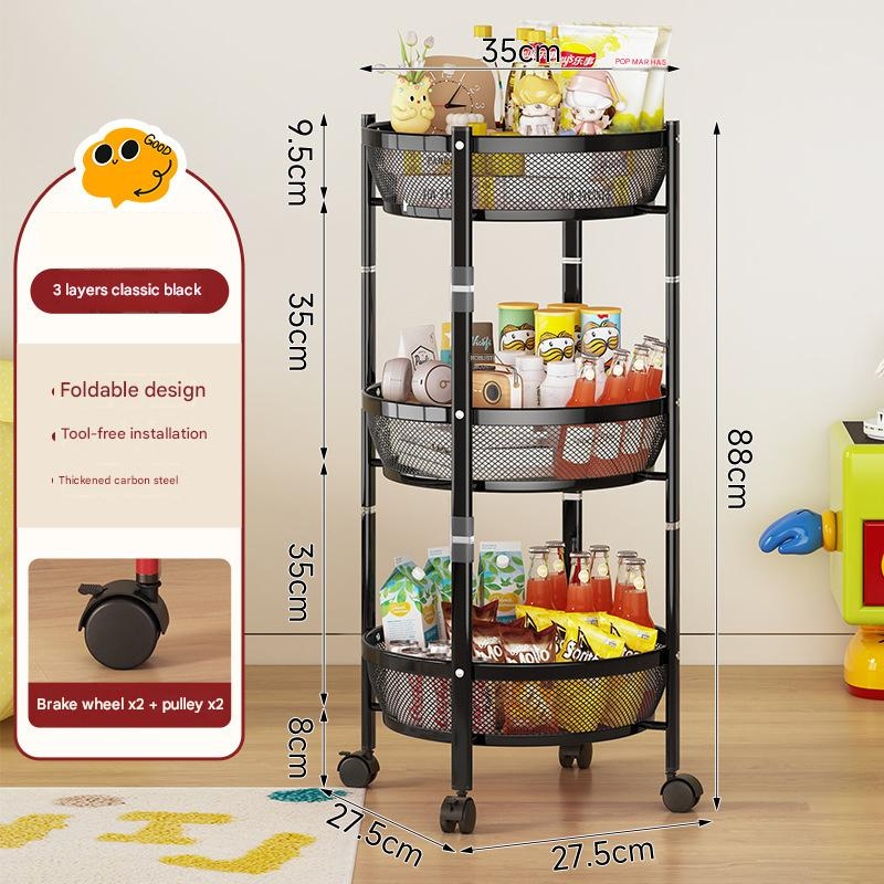 Three-layer foldable storage rack---classic black