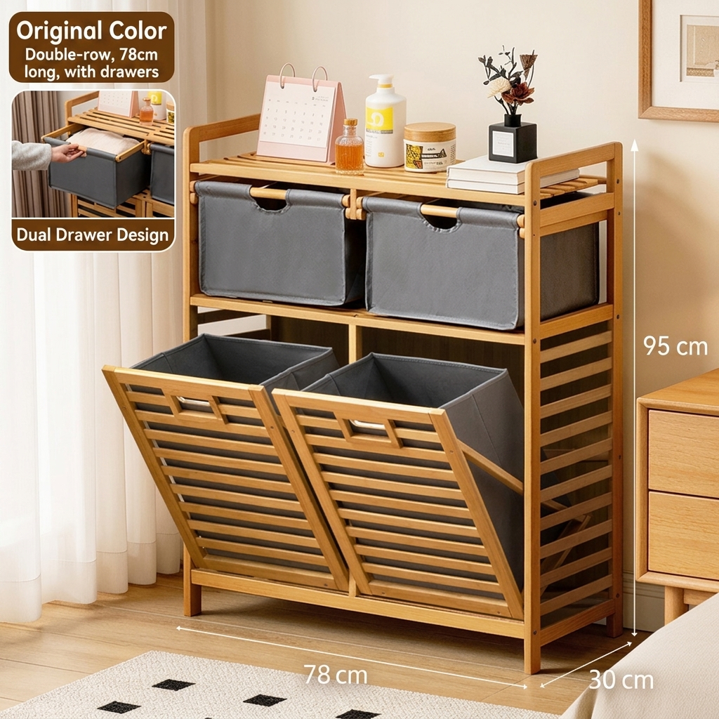 [tipping bucket storage basket] original color-double row 78 long with drawer