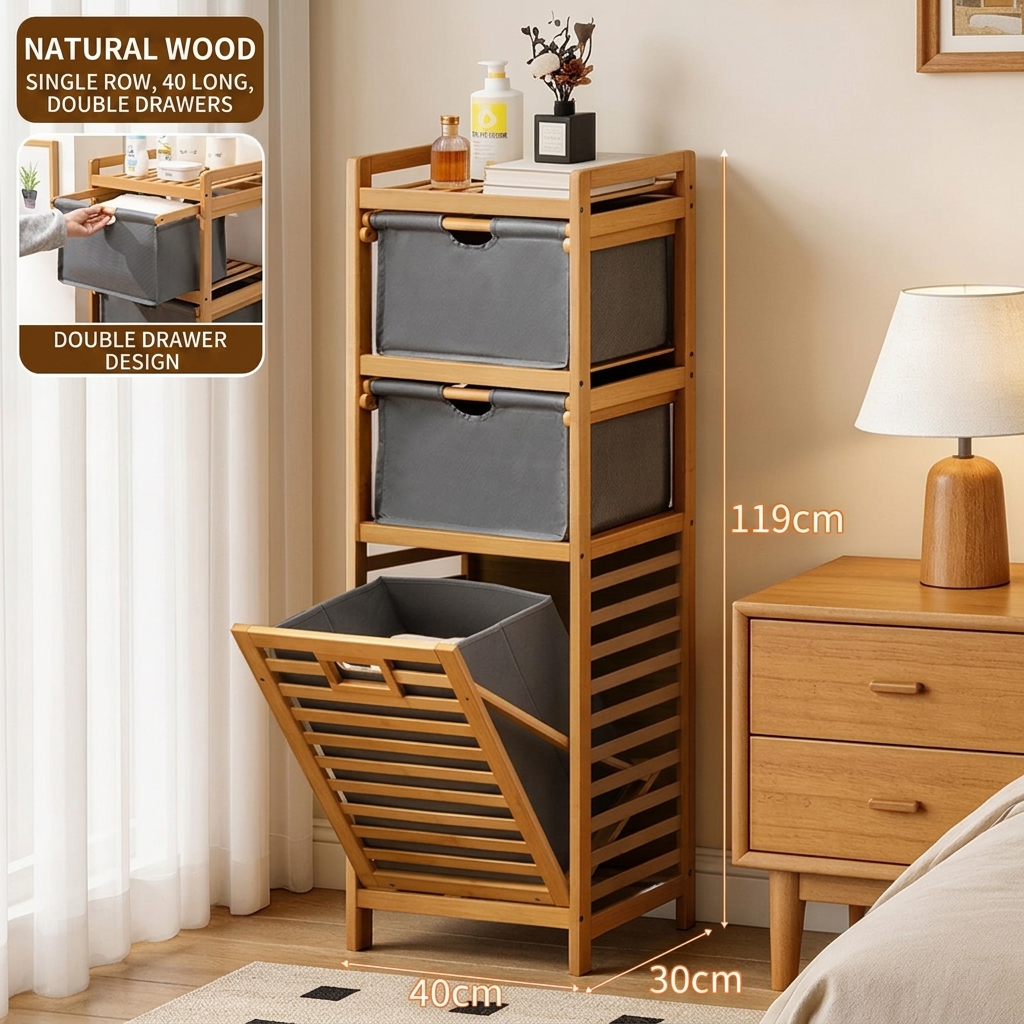[tipping bucket storage basket] original color - single row 40 long with drawer