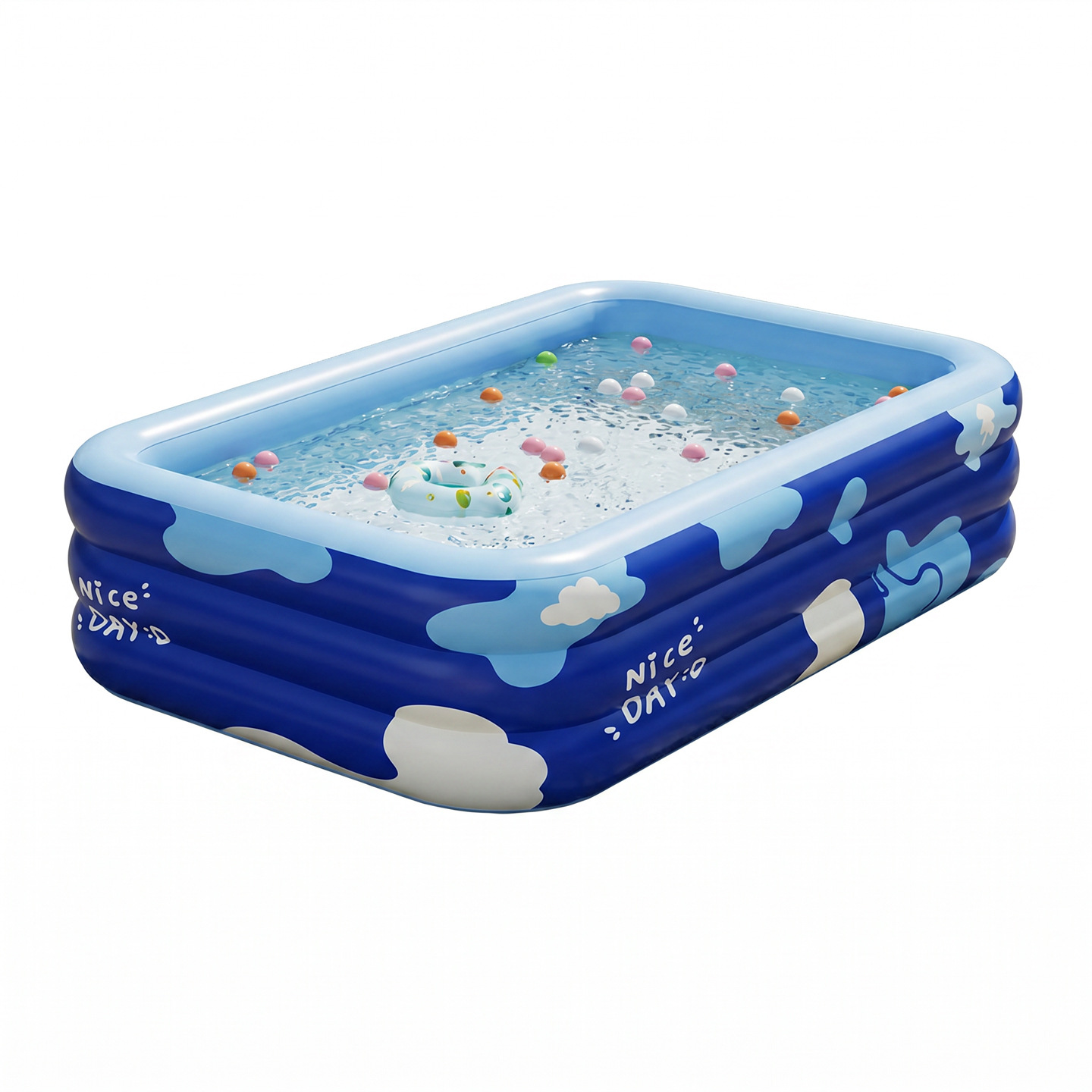 260cm three-layer blues graffiti inflatable pool