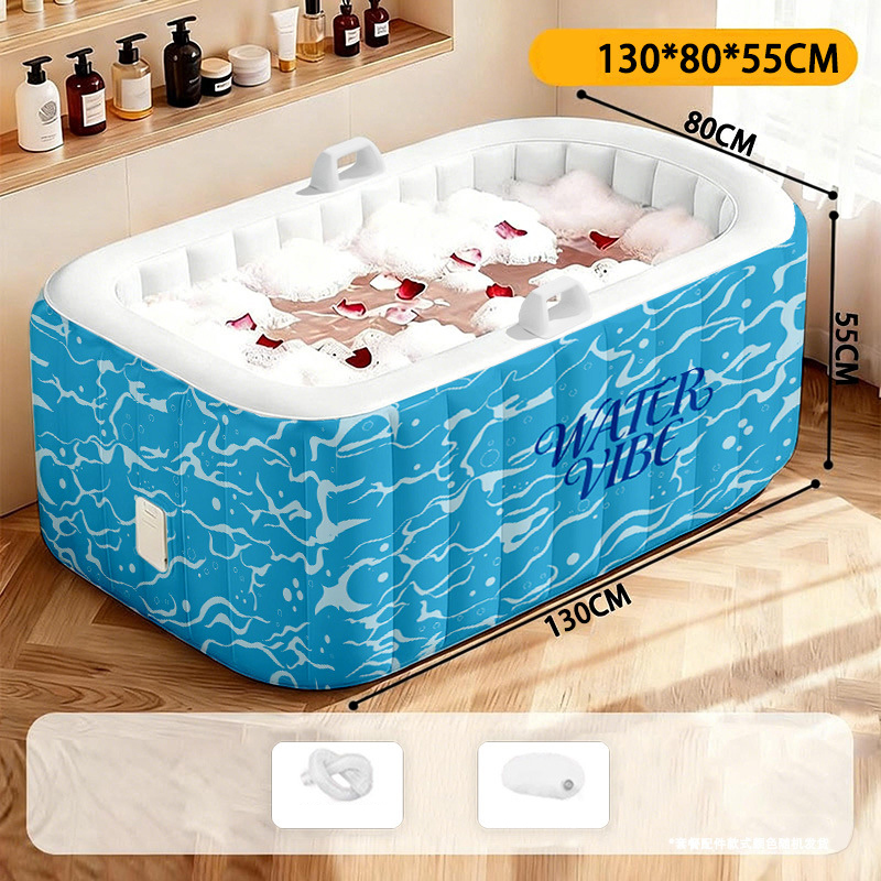 Blue rectangular inflatable bathtub standard