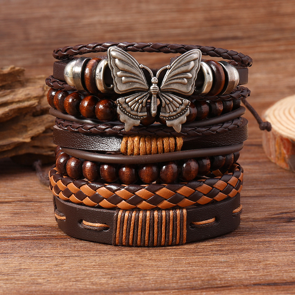 7:Brown leather butterfly six-piece set