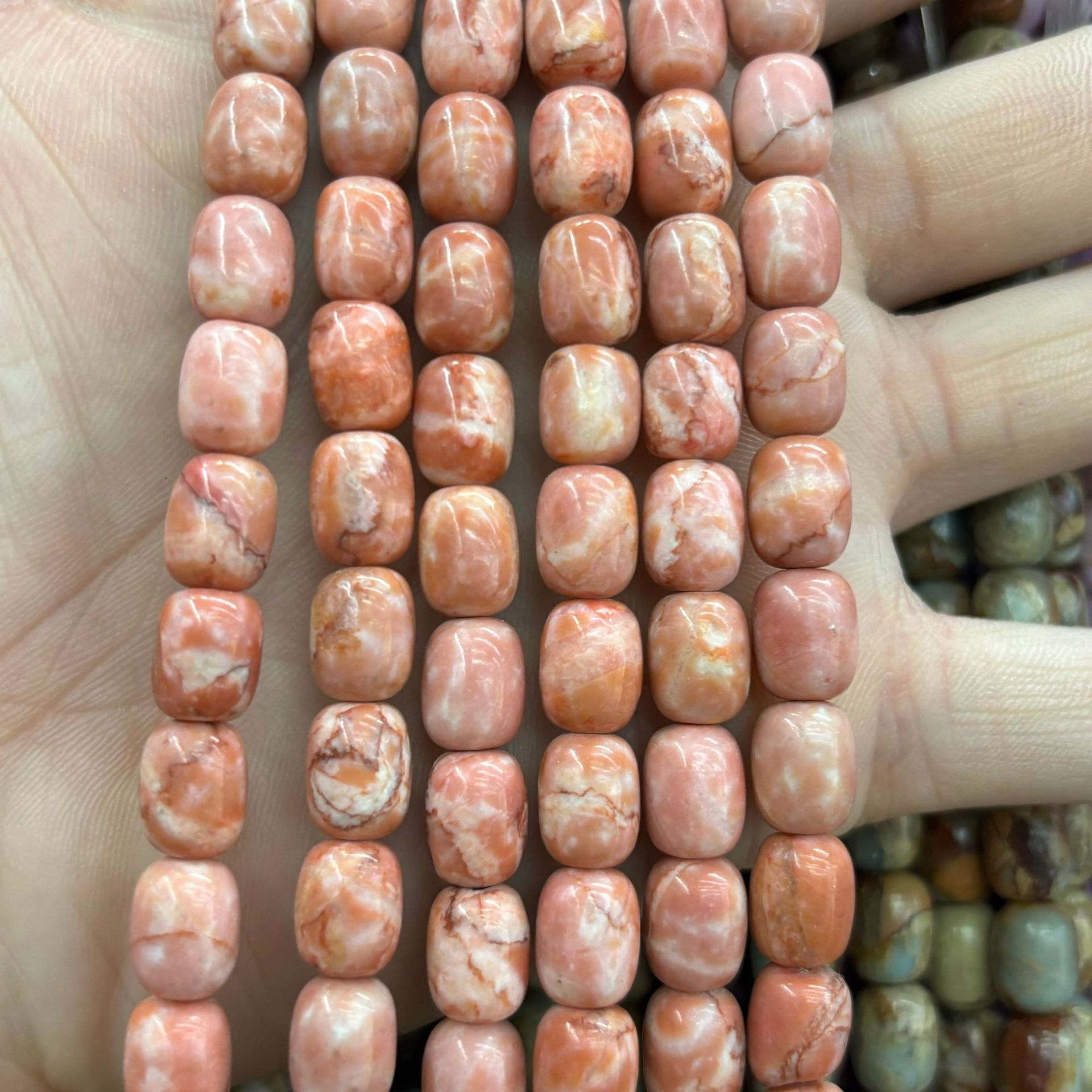 10:Light pink barrel beads