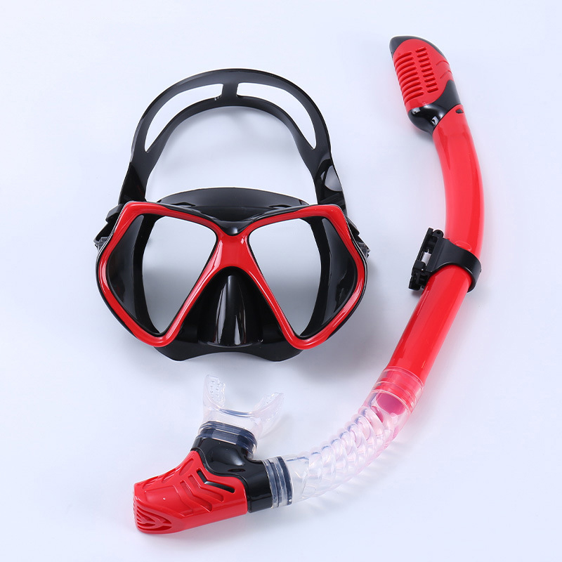 Red frame black strap goggles 2011   red snorkel