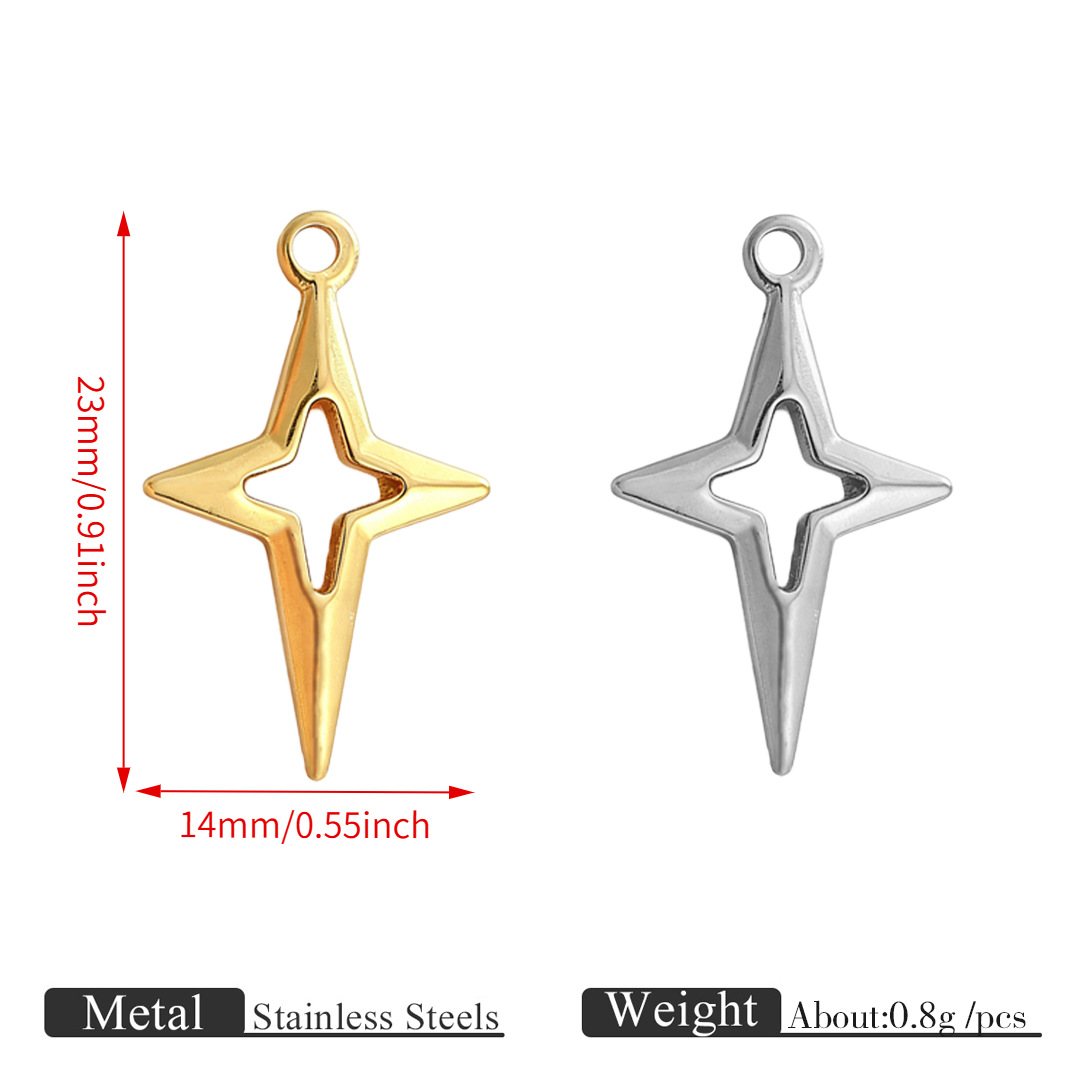 Small four-pointed star pendant-ot142--Steel color