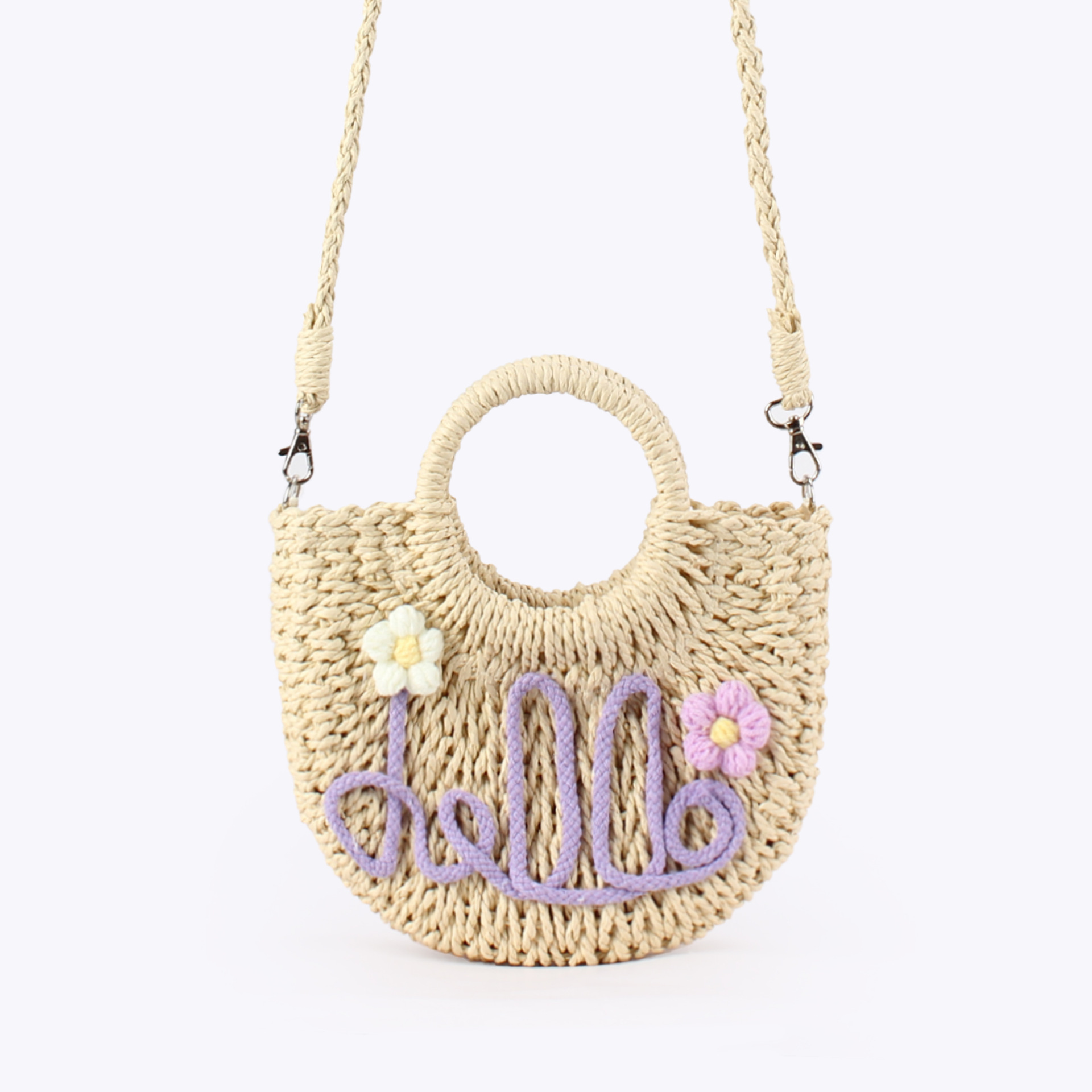 Beige   purple letters