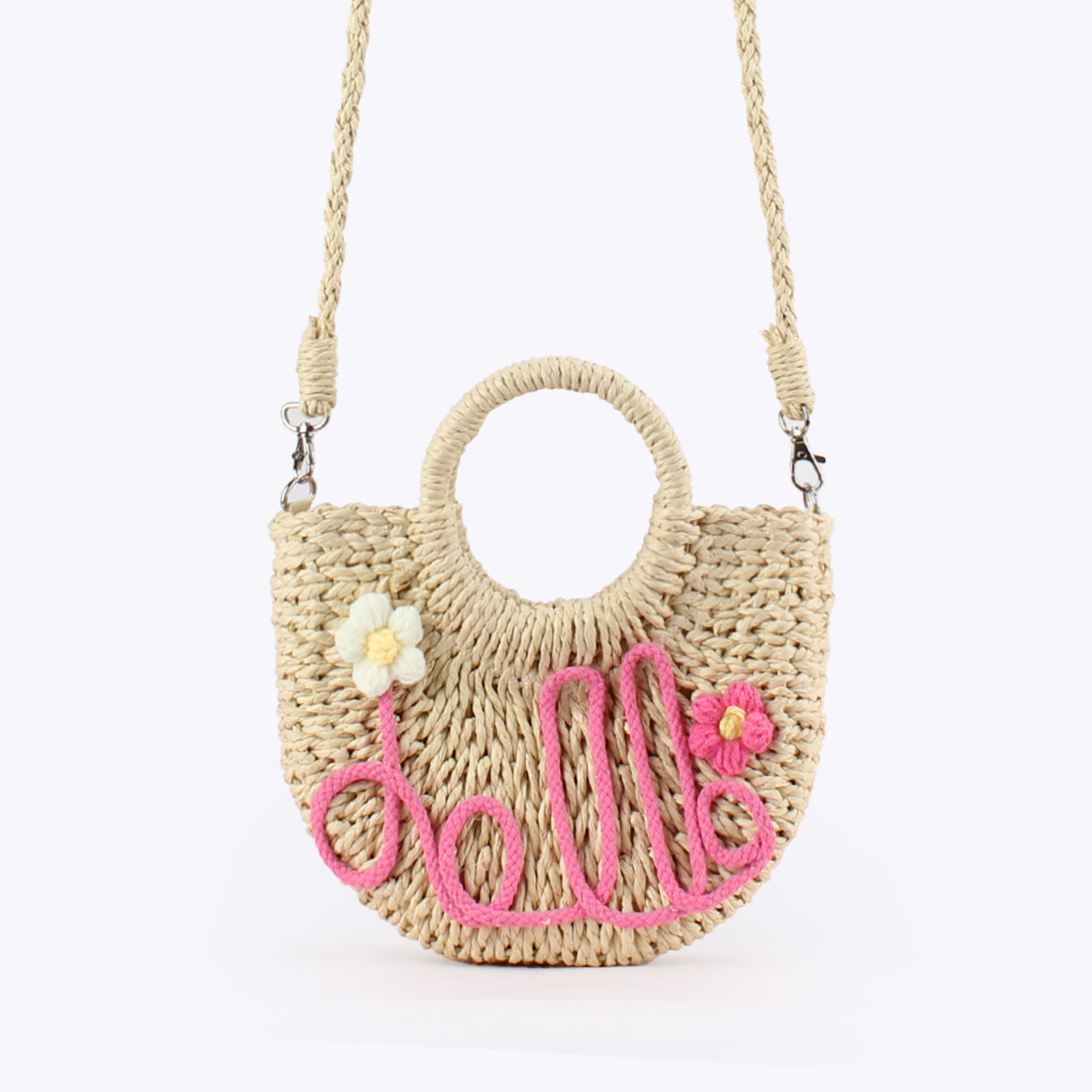 Beige   pink letters