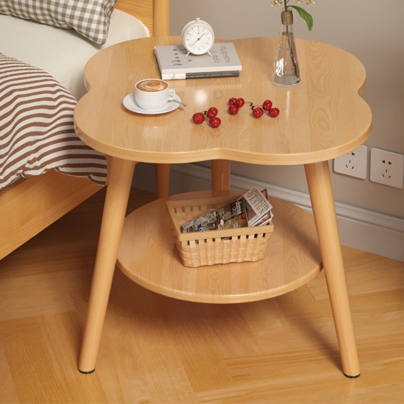 Double-layered four-leaf clover side table-50/60 walnut color