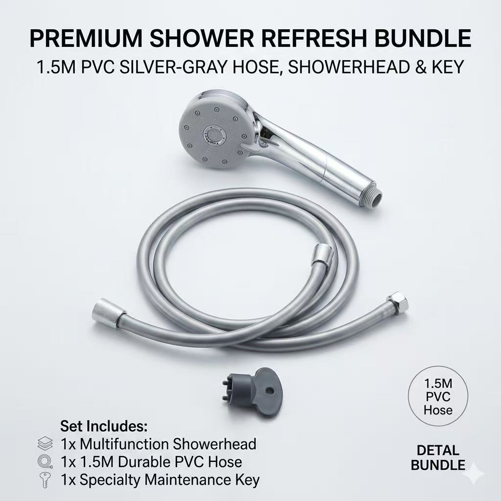Shower   pvc1.5m hose   wrench (silver)
