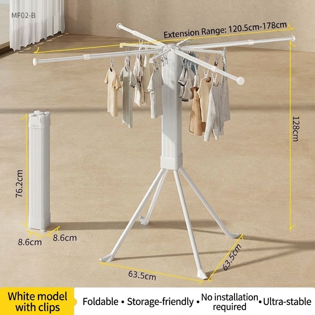 [moonlight white] small rubik's cube clothes drying rack-with sock clip