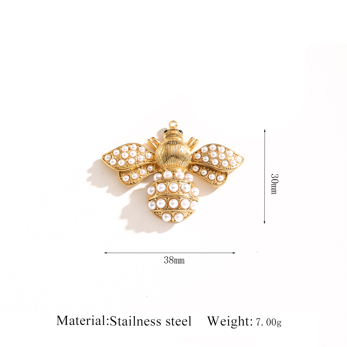1:Stainless steel accessories gold bee and diamond pendant
