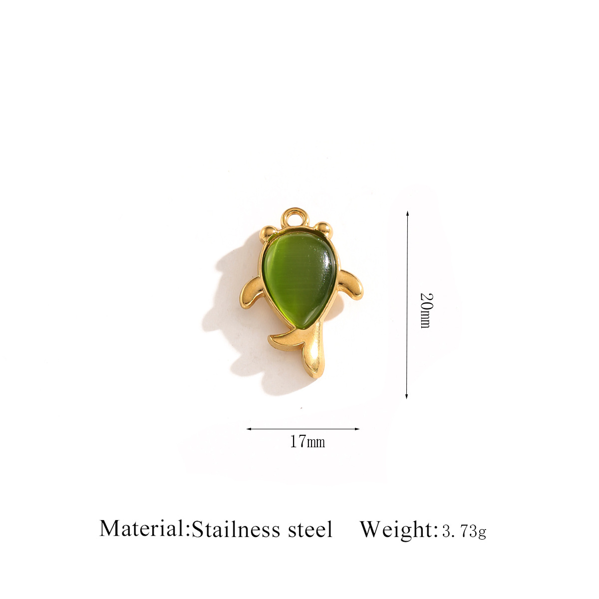 2:Gold pendant   goldfish green cat's eye stone