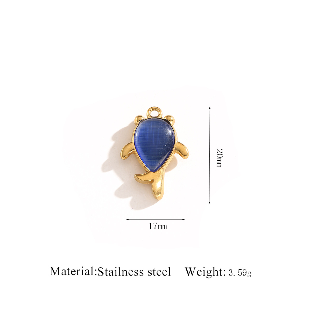 3:Gold pendant   goldfish blue cat's eye stone