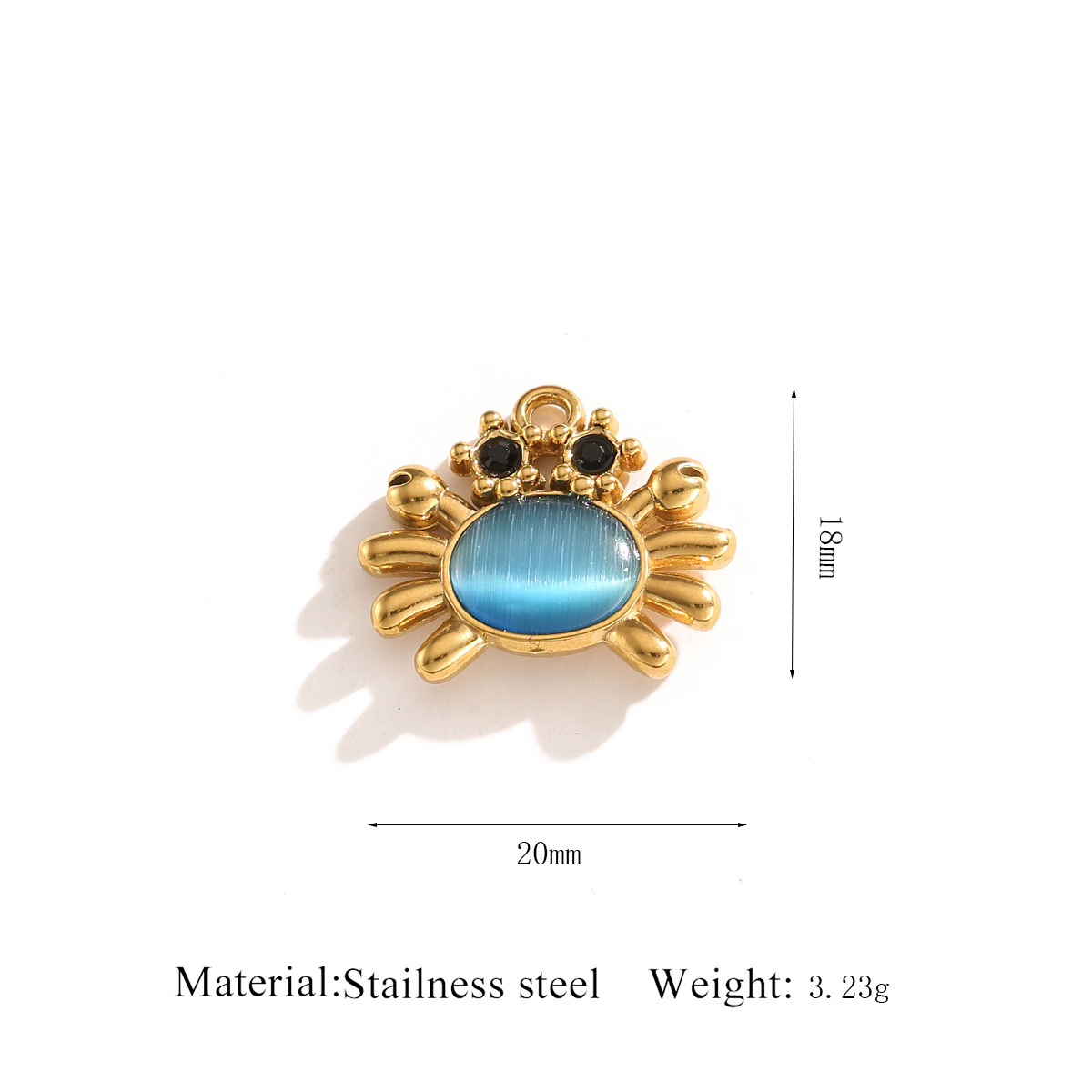 4:Gold pendant   crab blue cat's eye stone
