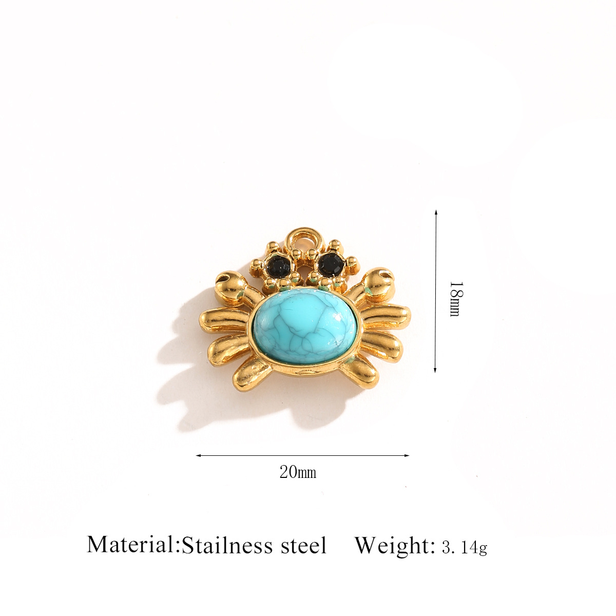 5:Gold pendant   crab turquoise natural stone