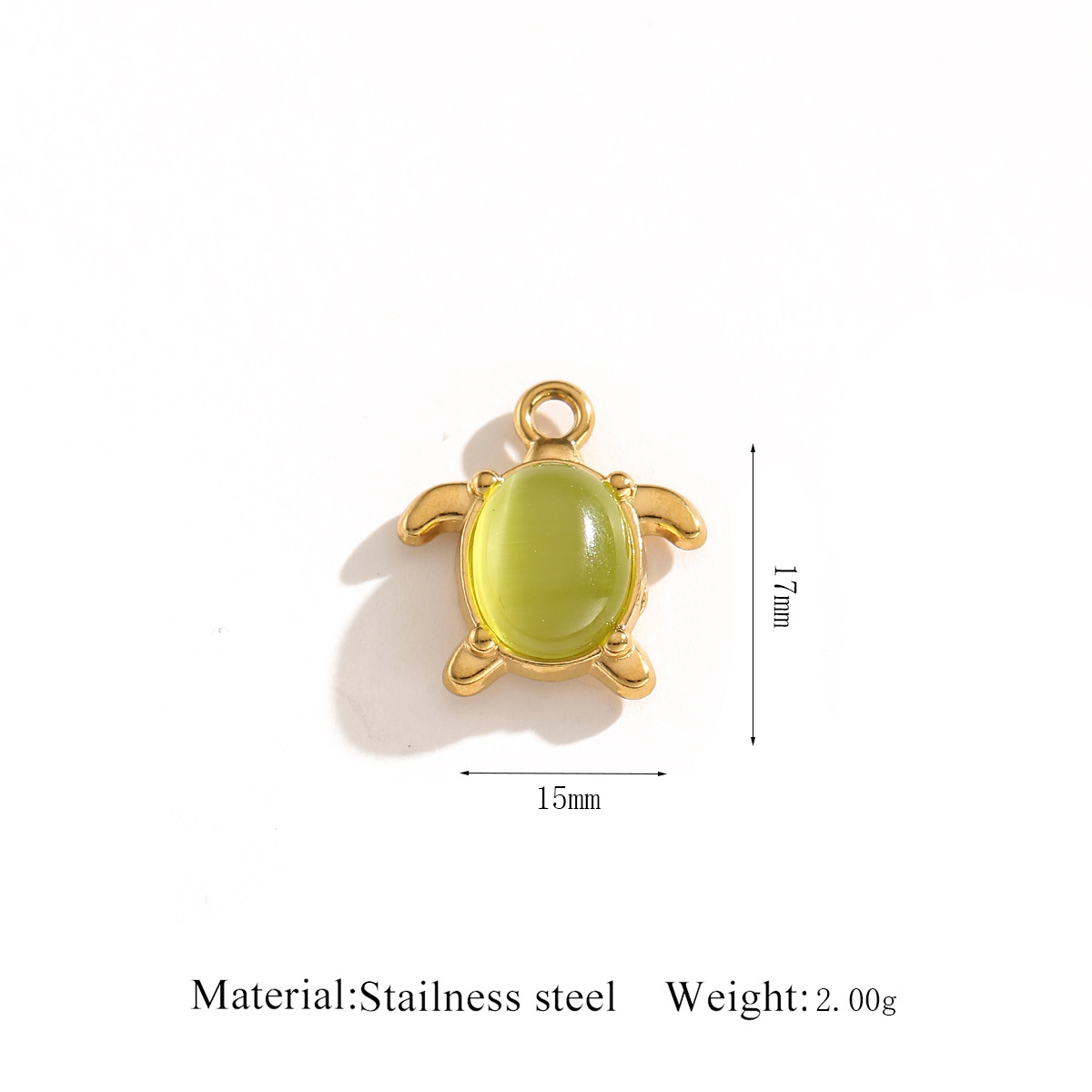 9:Gold pendant   turtle green cat's eye stone
