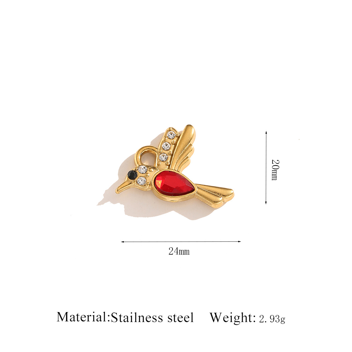 10:Golden pendant   bird red crystal