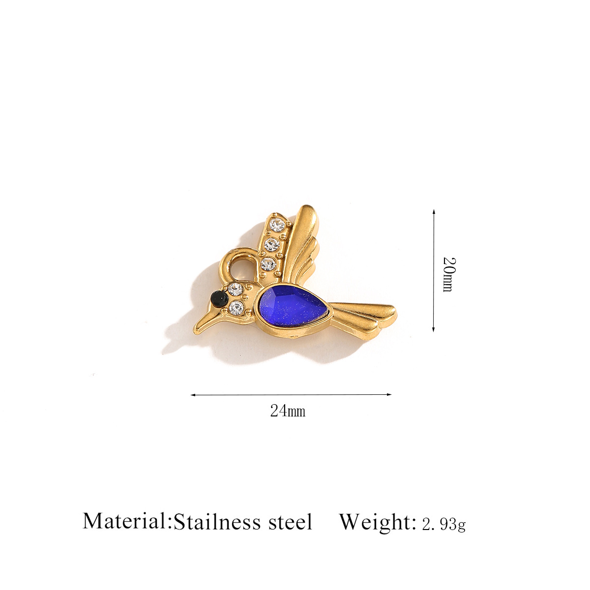 12:Golden pendant   bird sapphire crystal