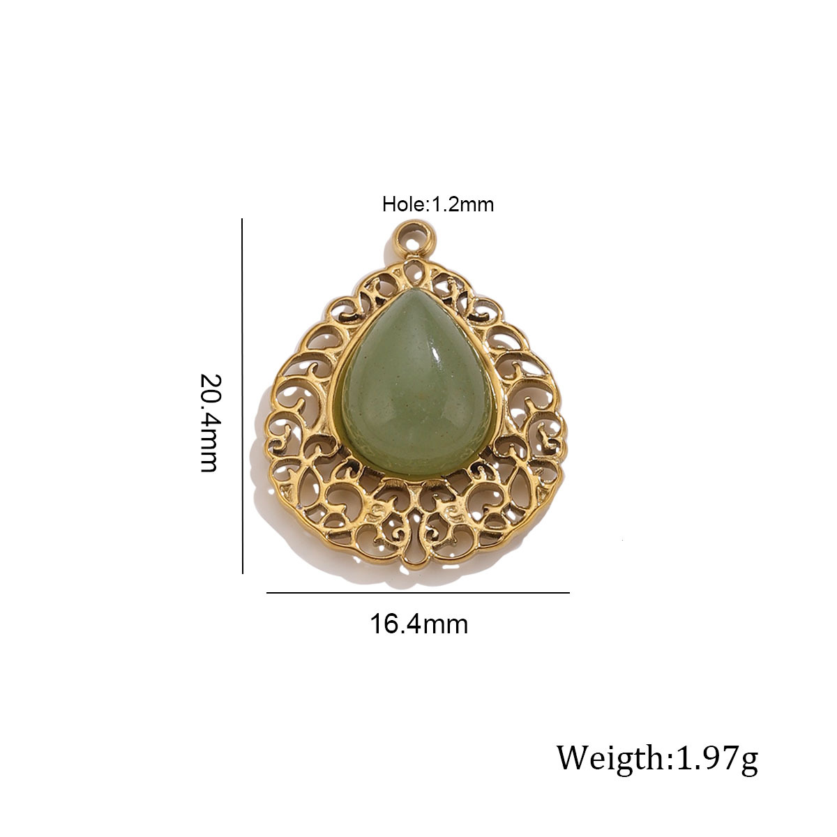 2:Green aventurine hollow water drop pendant