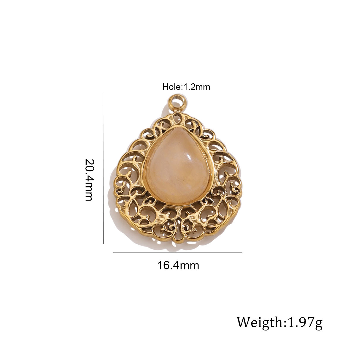 3:Rose quartz hollow water drop pendant