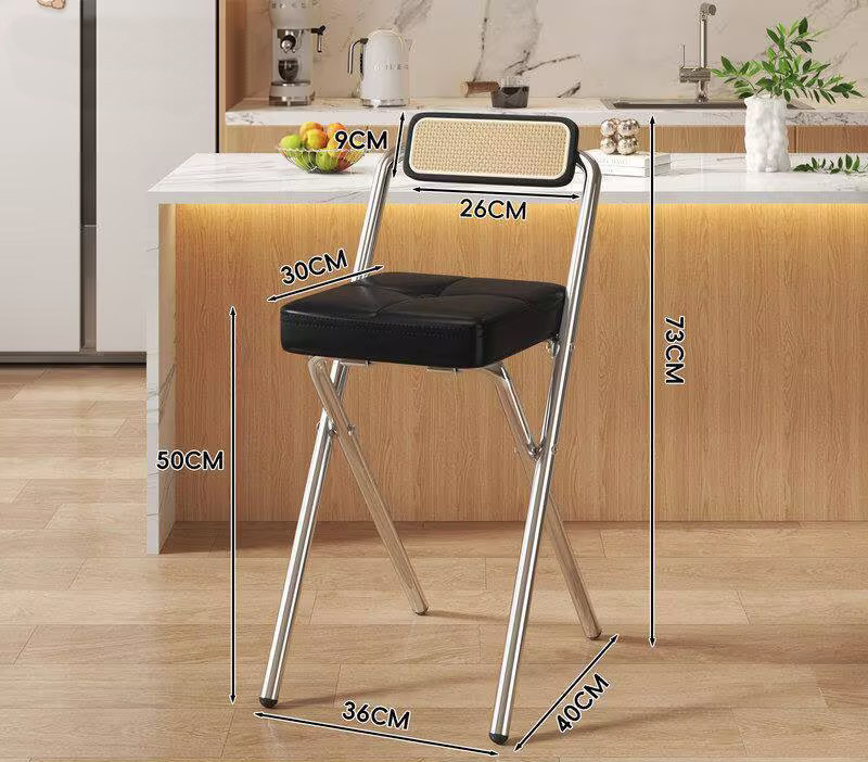 [seat height 50cm] black buttoned square cushion - black wood grain back - electroplated legs