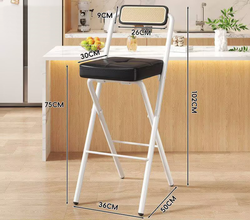 [seat height 75cm] black buttoned square cushion - black wood grain back - white legs