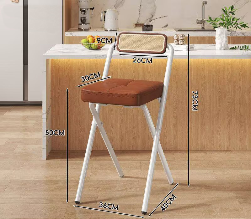 [seat height 50cm] brown buttoned square cushion - walnut back - white legs