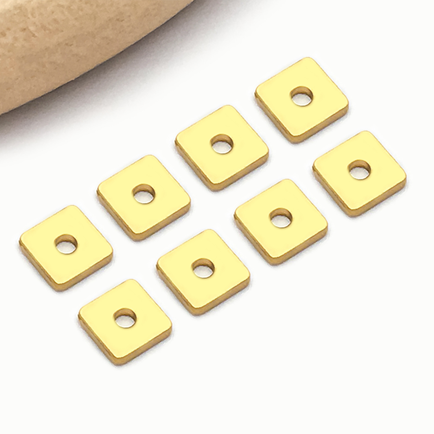 1:4x4x1mm aperture 1mm vacuum electroplated gold stainless steel square spacer-0.07g-t2004