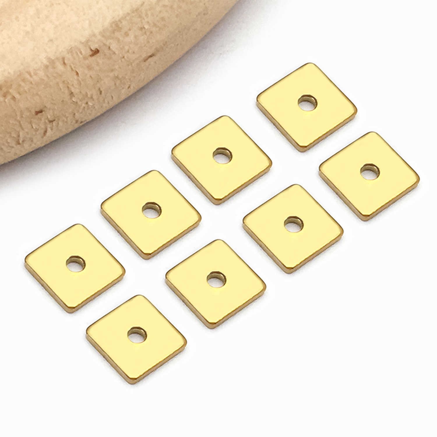 2:5x5x1mm aperture 1mm vacuum electroplated gold stainless steel square spacer-0.14g-t2005