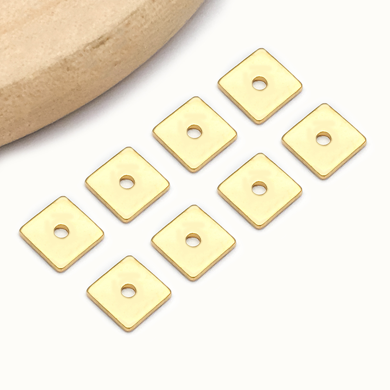 3:6x6x1mm aperture 1.2mm vacuum electroplated gold stainless steel square spacer-0.22g-t2006