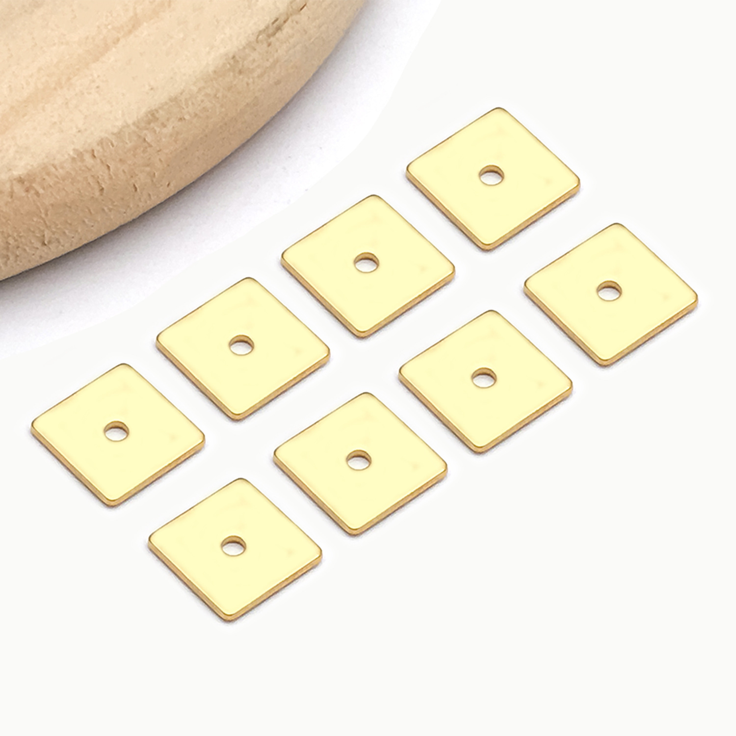 4:8x8x1mm aperture 1.4mm vacuum electroplated gold stainless steel square spacer-0.38g-t2007