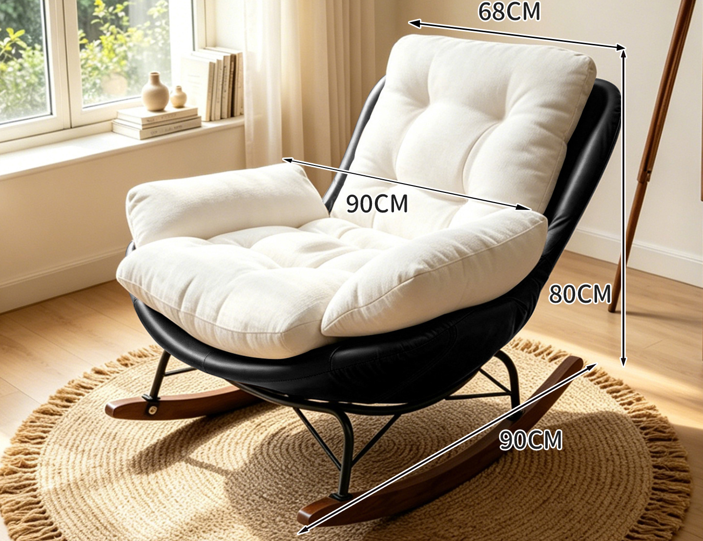Single chair [off-white - skin-friendly chenille]   black cat-scratch leather base
