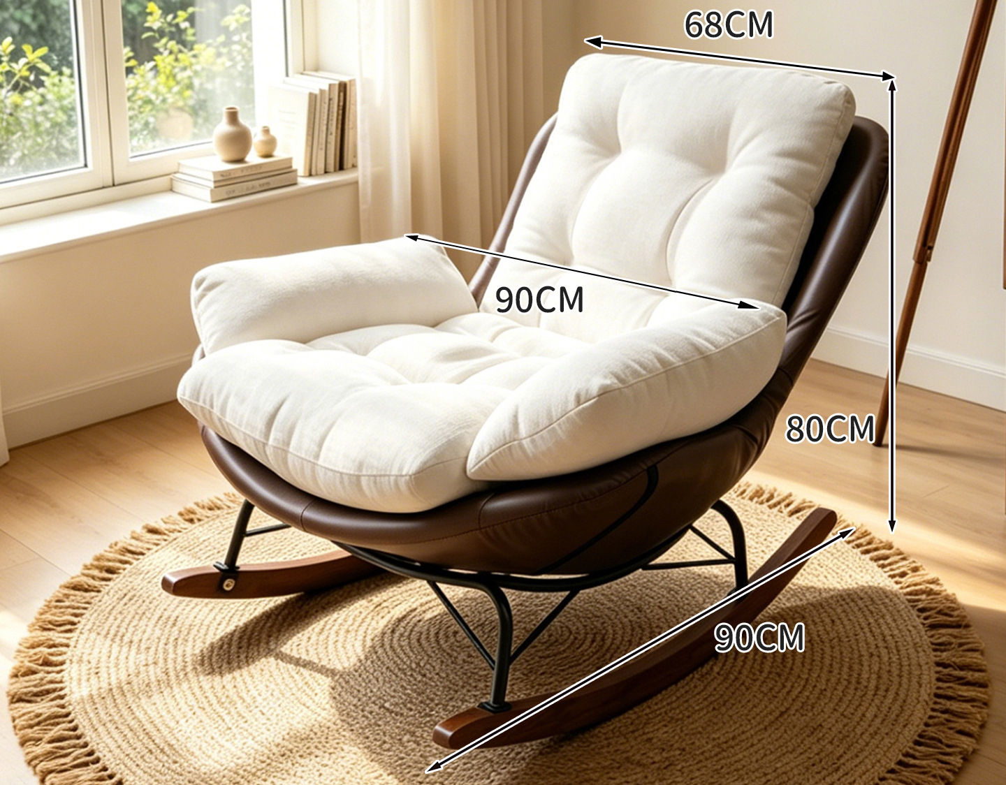 Single chair [off-white - skin-friendly chenille]   coffee-colored cat-scratch leather base