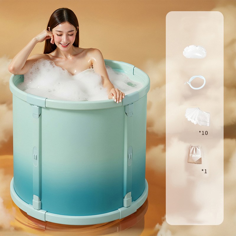 [celadon blue--bath bag 10   storage bag 1] 70cm long - foldable and no installation required