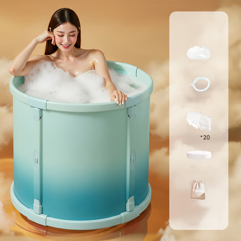 [celadon blue--20 bath bags   1 thermal insulation cover   1 storage bag] 70cm long - foldable and no installation required