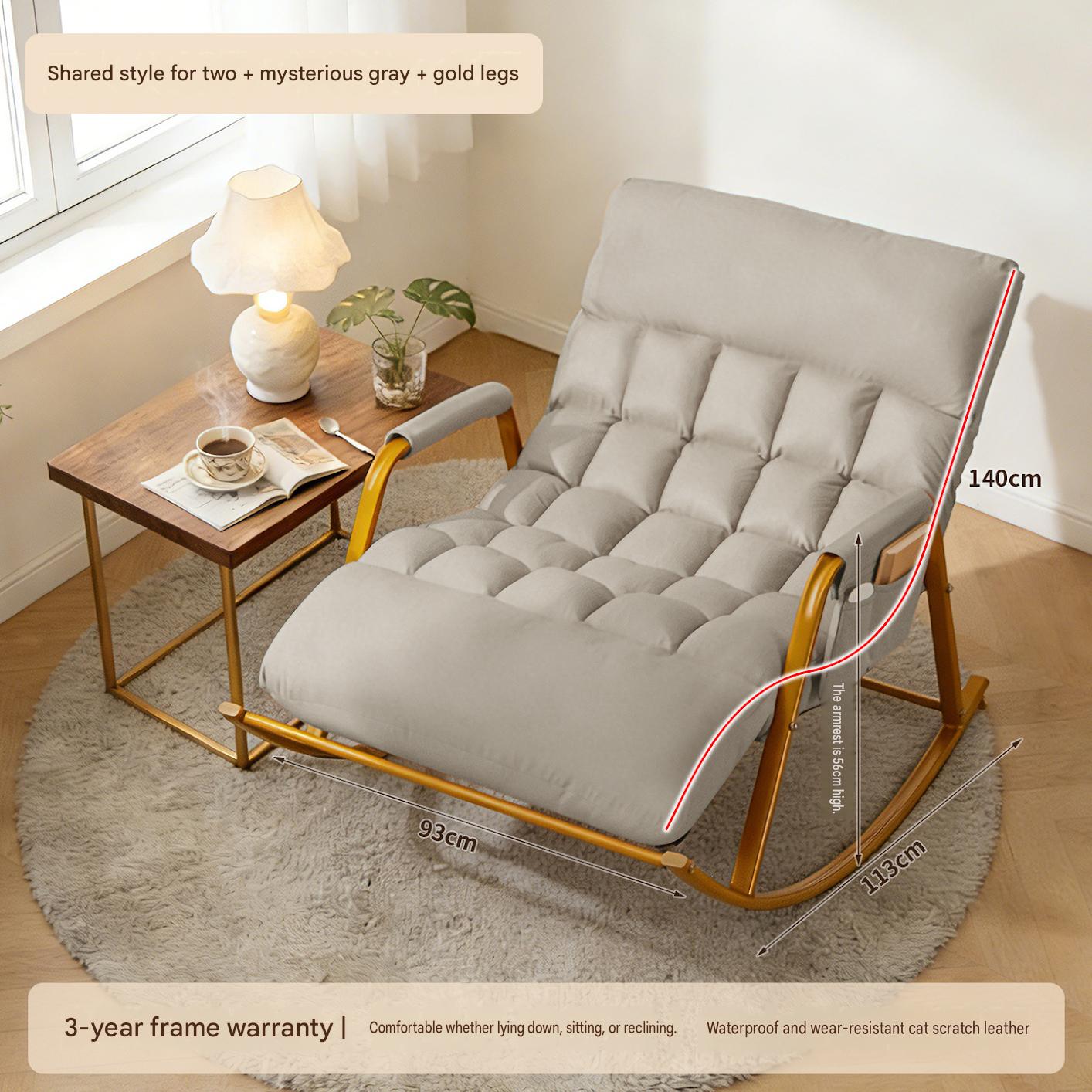 Double widened lengthened high wear-resistant waterproof technology cloth [removable and washable] mysterious gray   gold leg-curved armrest