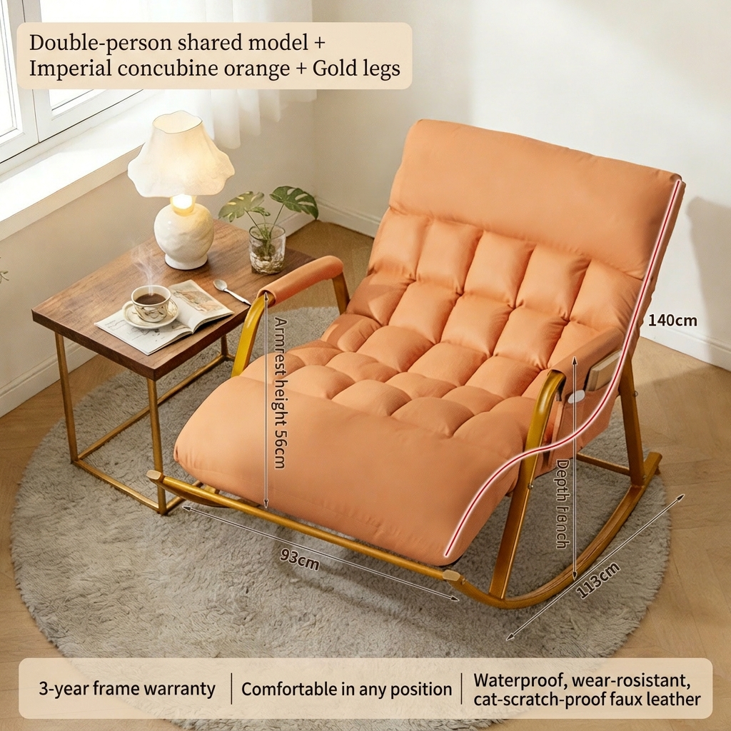 Double widened lengthened high wear-resistant waterproof technology cloth [removable and washable] Imperial Concubine Orange   gold leg-curved armrest