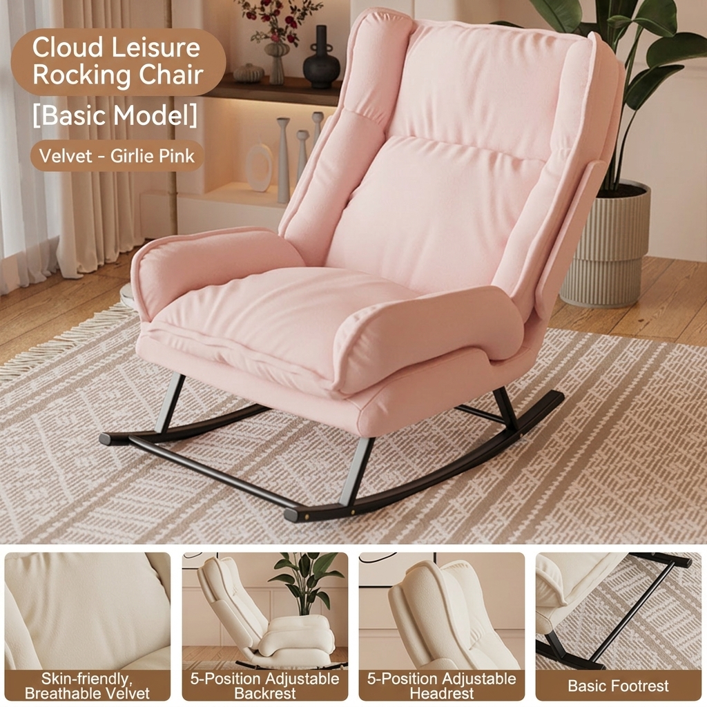Fairy pink [soft waxy velvet] removable and washable - backrest and headrest 10-level adjustment