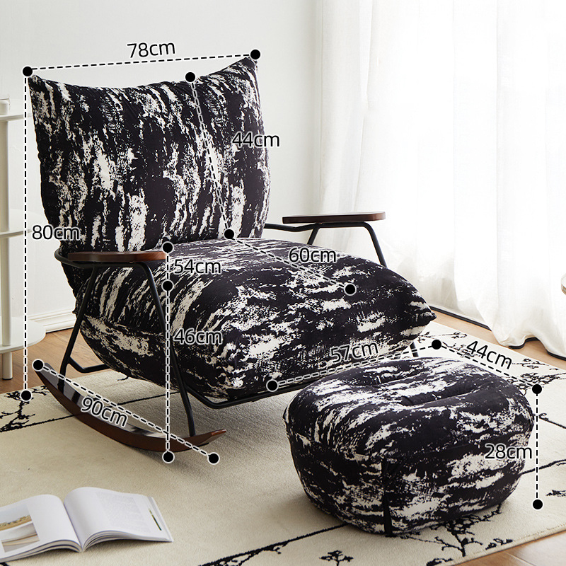[ink landscape-printed velvet]-single chair pedal