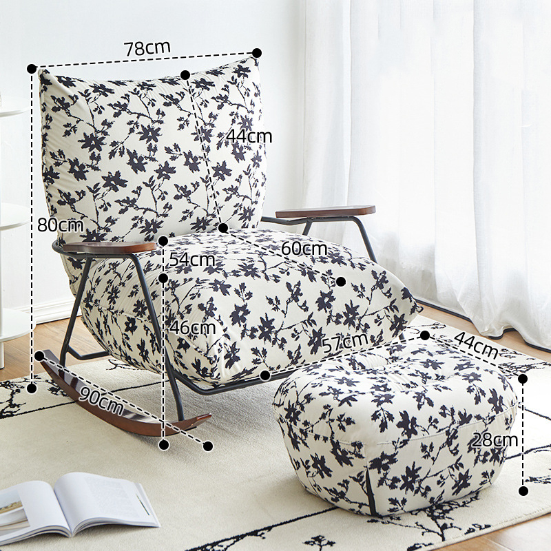 [ink flower-printed velvet]-single chair pedal