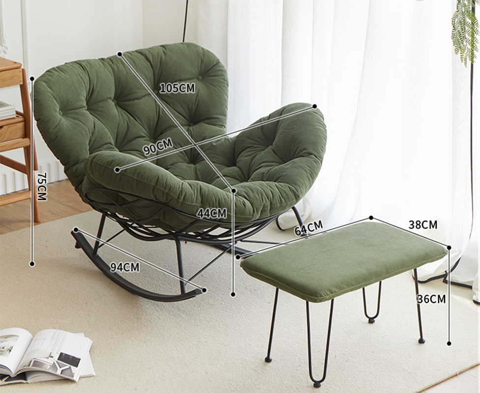 [dark green-corduroy]-single chair   footrest