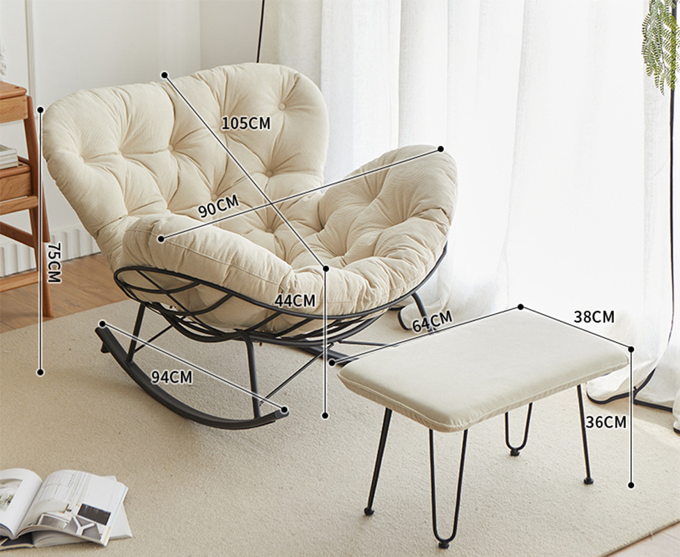 [off-white-corduroy]-single chair   footrest